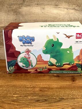Bouncy Pals Inflatable Plush Ride-On Bouncy Triceratops, 18+ Months